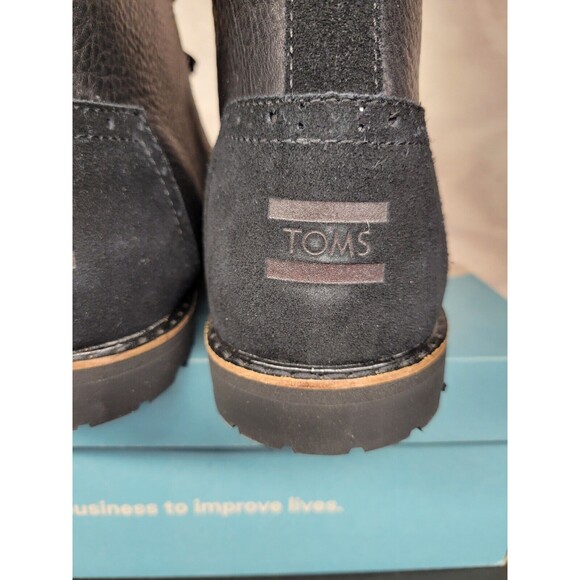 Toms Men\'s SZ 14 Brogue Leather Ankle Boots Vibram Soles Lace Up Black Ankle main image 7